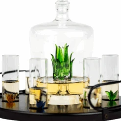 Tequila Decanter Tequila Glasses Set With Agave Decanter And 6 Agave Shot Glass With Stand, Perfect For Gifts For Tequila Lovers, 750mL Bottle, 3 OZ Shot Glass Party Decorations Cinco De Mayo (Agave) -Refined Spirits Store MT DanielSanders 039.jpg 1