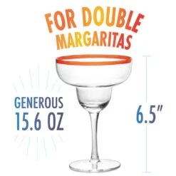 Margarita Cocktail Glasses, Party Colored Rims Cocktail Glasses 12oz Set Of 4 By The Wine Savant - Fiesta Party Decoration Glasses, Mexican Glasses, Fun Box Adios Bitchachos, Thick Stem, Heavy Duty -Refined Spirits Store Margaritainfo1