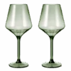 Floating Wine Glasses For Pool - Set Of 2-15 OZ Shatterproof Poolside Wine Glasses, Tritan Plastic Reusable, Beach Outdoor Cocktail, Wine, Champagne, Water Glassware Spring Summer (Muted Green)