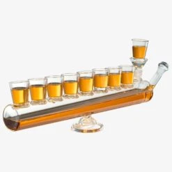 Menorah Decanter Set - Decanter & 8 Piece Shot Glass Set - 34 OZ Wine & Whiskey Glassware, Hannukkah Israel Decor, For All 8 Nights Of Chanukah, Holiday Gift For Him, Her, Jewish Gifts 8 Menorah Decanter Set - Decanter & 8 Piece Shot Glass Set - 34 OZ Wine & Whiskey Glassware, Hannukkah Israel Decor, For All 8 Nights Of Chanukah, Holiday Gift For Him, Her, Jewish Gifts -Refined Spirits Store MenorahDecanter 3