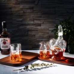 The Wine Savant Middle Finger Decanter Novelty Whiskey & Wine Decanter Set, Mahogany Wood, Funny Gift For That Someone You Love! Middle Finger Gift For Adults, Flip Off Gift, Funny Gifts, Gag Gift -Refined Spirits Store NEWMiddlefingerdecanterwithmiddlefingerglasses base4 1