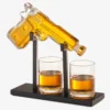 Pistol Whiskey Decanter Set 7.7 Oz With Two 10.5 Oz Glasses