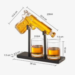 Pistol Whiskey Decanter Set 7.7 Oz With Two 10.5 Oz Glasses -Refined Spirits Store NewPistolDecanterset5