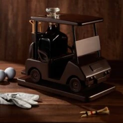 Golf Decanter Whiskey Decanter - The Wine Savant - Brown Mahogany Wood Golf Gifts For Both Men & Women, Golf Accessories, Golfer Gifts, Based On A Replica Golf Cart (600ml Decanter) -Refined Spirits Store Newgolfkartdecanter 3