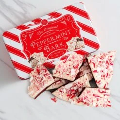 Handmade Layered Original Dark And White Chocolate Peppermint Bark - 1Lb Holiday Bark Assorted Squares - Christmas & Winter Candy, Sweets Gift Tin, Old Fashioned Treat, Stocking Stuffer -Refined Spirits Store Peppermintbark original4 2