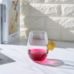 Pickleball Stemless Wine Glasses | Single | Stuck In The Glass Pickle Ball Cocktail Glassware, Player Enthusiast Gift, Crystal Glassware - Gift Idea For Him, Her, Sport Lover, Housewarming (17.5 OZ) -Refined Spirits Store Pickleball Glass Single Set 1 1