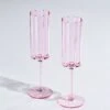 Flower Vintage Champagne Flute Glassware - Set Of 2 - 7.4 Oz Colorful Cocktail, Martini & Champagne Glasses, Prosecco, Mimosa Glasses Set, Cocktail Glass, Bar Glassware Luster Glasses 9" X 2" (Pink)