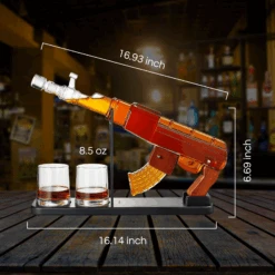 Gifts For Men Dad, Guns Whiskey Decanter Set For Men - Gun Decanter, Detachable Magazine & 2 Bullet Shot Glasses, Liquor Dispenser For Bar, Cool Anniversary Birthday Military Present Ideas -Refined Spirits Store ProductDimension2 2