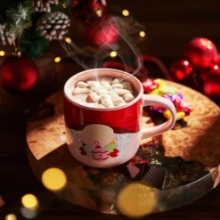 Mug With Hot Cocoa Mix & Marshmallows - Delicious Double Hot Chocolate Mix Filled With Marshmallow - Kids Fun Gift Holiday Santa Elves Christmas, Ceramic Childrens Eggnog Festive Gifts, Red Elf Mug 12 Mug With Hot Cocoa Mix & Marshmallows - Delicious Double Hot Chocolate Mix Filled With Marshmallow - Kids Fun Gift Holiday Santa Elves Christmas, Ceramic Childrens Eggnog Festive Gifts, Red Elf Mug -Refined Spirits Store RedElfmughotchocolatesingle4 1