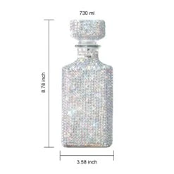 Unique Diamond Rhinestone Decanter | 730 ML | Luxurious Whiskey, Tequila, Wine Decanter - Dazzling All Over Silver Rhinestone Carafe For Spirits, Bourbon, Scotch, Durable Thick Glass HAND WASH ONLY -Refined Spirits Store RhinestoneDecanter3 1