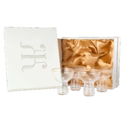 Ribbed Stemless Margarita Glasses With Gold Rim - Set Of 4 - Hand Blown Luxury Coupe Cocktail, Martini & Champagne Glasses For Spring & Summer – Large Party, Elegant Ripple Design, Gilded Rim (10 OZ)