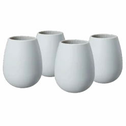 Unbreakable Silicone Stemless Wine Glassware | Set Of 4 | Reusable & Shatterproof Tumbler Drinkware For Wine, Water, Cocktails, Champagne Glass For Parties, Camping, Beaches, Boats - (Light Grey)