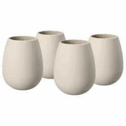 Unbreakable Silicone Stemless Wine Glassware | Set Of 4 | Reusable & Shatterproof Tumbler Drinkware For Wine, Water, Cocktails, Champagne Glass For Parties, Camping, Beaches, Boats - (Tan)