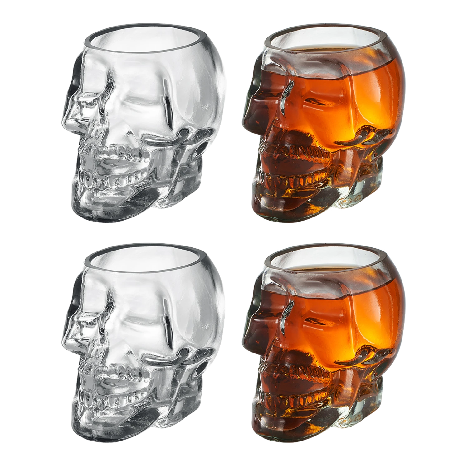 Monkey And Heroes Extra Large Skull Shot Glasses Set Of 4, Use Skull Head Cup For A Whiskey, Scoth And Vodka Shot Glass, 3 Ounces 1 Monkey And Heroes Extra Large Skull Shot Glasses Set Of 4, Use Skull Head Cup For A Whiskey, Scoth And Vodka Shot Glass, 3 Ounces