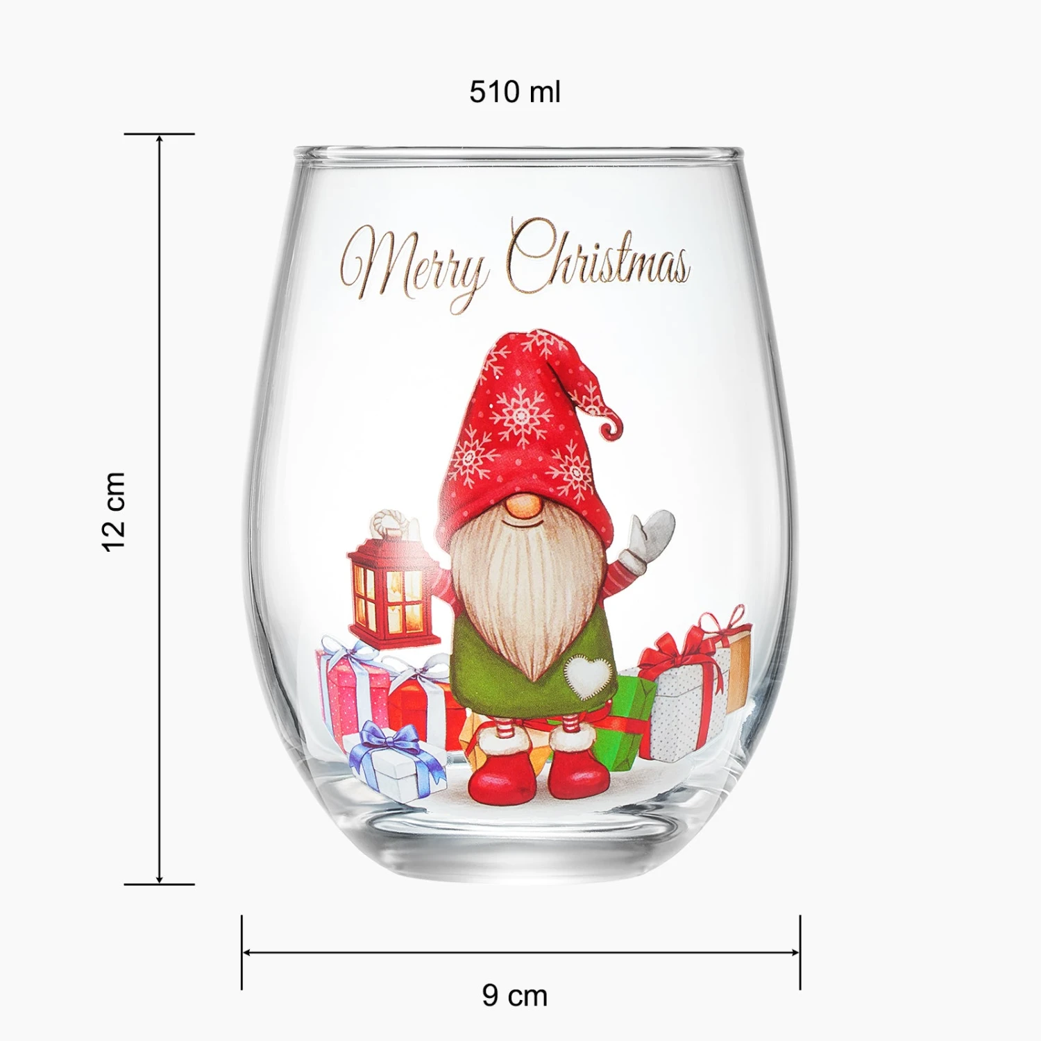 Stemless Christmas Gnome Wine Glass - SINGLE Red Green Cheer For Holiday Gift And Winter Season - 17 Oz Stemless Decorated Ornament Wine Tumblers For Holiday Season And Winter By GUTE - 4.7" H 4 Stemless Christmas Gnome Wine Glass - SINGLE Red Green Cheer For Holiday Gift And Winter Season - 17 Oz Stemless Decorated Ornament Wine Tumblers For Holiday Season And Winter By GUTE - 4.7" H - Image 4
