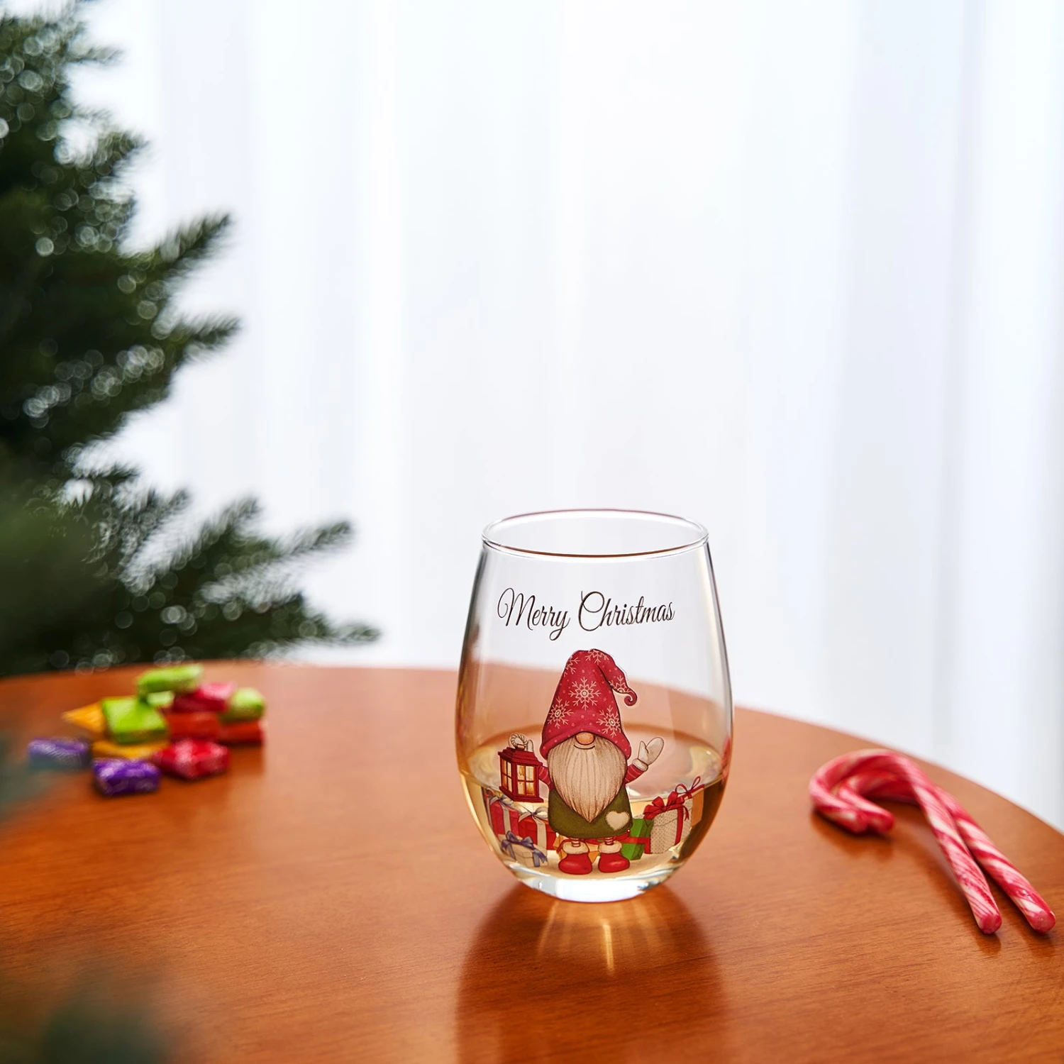 Stemless Christmas Gnome Wine Glass - SINGLE Red Green Cheer For Holiday Gift And Winter Season - 17 Oz Stemless Decorated Ornament Wine Tumblers For Holiday Season And Winter By GUTE - 4.7" H 2 Stemless Christmas Gnome Wine Glass - SINGLE Red Green Cheer For Holiday Gift And Winter Season - 17 Oz Stemless Decorated Ornament Wine Tumblers For Holiday Season And Winter By GUTE - 4.7" H - Image 2