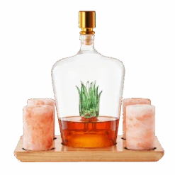 Tequila Decanter With Four Pink Himalayan Salt Shot Glasses Set, Perfect For Tequila Agave Liquor Lovers, 34 OZ Bottle, 1.6 OZ Shot Glass, Tequila, Liquor Party Decorations Cinco De Mayo (Agave)