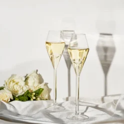 Champagne Flute Glassware | Set Of 2, 7.8 OZ | Diamond Stemmed Glass, Gift For Her -Refined Spirits Store TheWineSavantDiamondFluteGlassessetof24 1