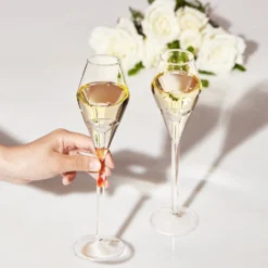 Champagne Flute Glassware | Set Of 2, 7.8 OZ | Diamond Stemmed Glass, Gift For Her -Refined Spirits Store TheWineSavantDiamondFluteGlassessetof25 1