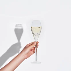 Champagne Flute Glassware | Set Of 2, 7.8 OZ | Diamond Stemmed Glass, Gift For Her -Refined Spirits Store TheWineSavantDiamondFluteGlassessetof27 1