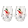 Crystal Christmas Santa's Sleigh Wine & Water Glasses - Set Of 2, 17.5oz - Xmas Diamond Merry Christmas Santa Holiday Festive Theme Stemless Glass - New Year Holiday Gifts For Men Women Friend Family