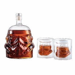 Transparent Creative Whiskey Decanter Set Bottle With 2 Wine Glasses 150ml For Liquor, Bourbon, Scotch, Vodka, Father's Day Gift For Men Women