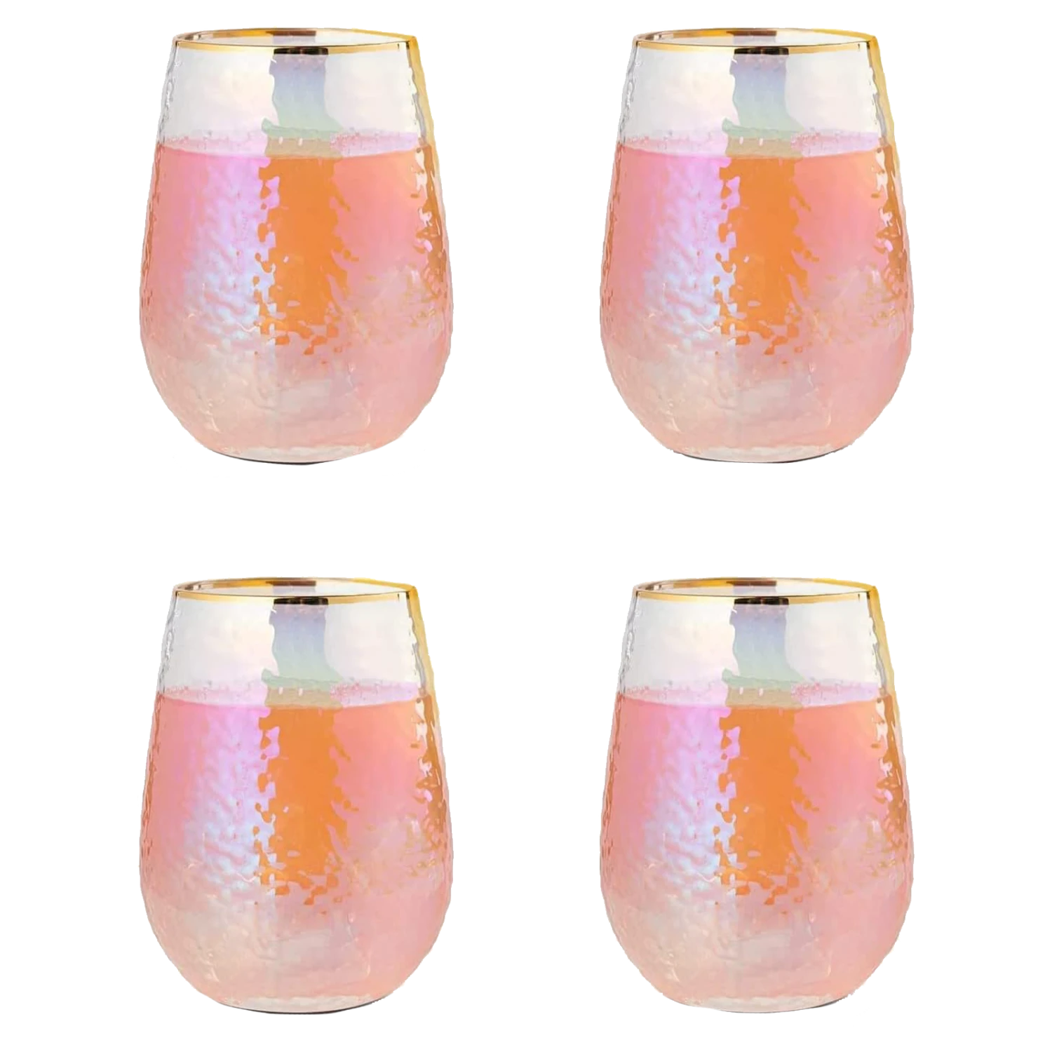 Festive Lustered Iridescent Stemless Wine & Water Glasses - Set Of 4-100% Glass 15oz Mouthblown Colorful Glasses - Anniversaries, Birthday Gift, Cocktail Party Radiance - Water, Whiskey, Juice, Gift 2 Festive Lustered Iridescent Stemless Wine & Water Glasses - Set Of 4-100% Glass 15oz Mouthblown Colorful Glasses - Anniversaries, Birthday Gift, Cocktail Party Radiance - Water, Whiskey, Juice, Gift - Image 2