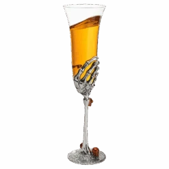 The Wine Savant Stemmed Single Skeleton Champagne Glasses Single Glass 7oz Skeleton Glasses 9" H, Goth Gifts, Skeleton Gifts, Skeleton Decor, Spooky Wine, Water Or Champagne Gift