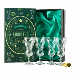 Vintage Crystal Absinthe Glasses | Set Of 4 | 6.5 Oz Wine Savant - Stemmed Classic With Swiss Bubble Reservoir, Tasting, Nosing & Sipping, Absinthe, Sambuca, Raki, Pastis, Ouzo, Drinking Green Fairy