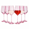 Colored Wine Glass Set,12 Oz Glasses Set Of 6, Unique Italian Style Tall Stemmed For White & Red Wine, Water, Margarita Glasses, Color Tumbler, Gift, Viral Beautiful Glassware (Blush Pink)