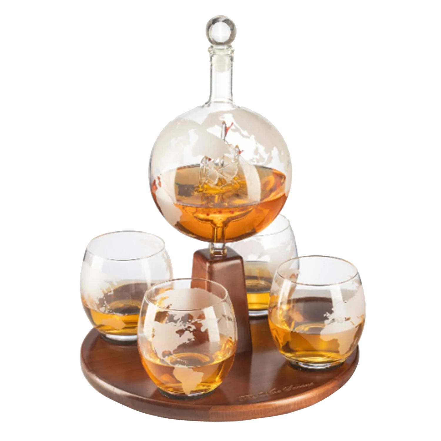 Globe Decanter With 4 Glasses Style 4-1 1 Globe Decanter With 4 Glasses Style 4-1