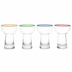 The Wine Savant Hand Blown Margarita Glass – Luxury Hand Blown Confetti Margarita, Martini & Champagne Glasses Cinco De Mayo, Hand Blown Glass – Large Party (Colorful)