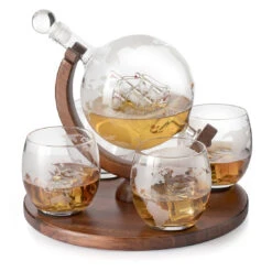 Etched World Decanter Whiskey Globe - The Wine Savant Whiskey Gift Set Globe Decanter 750 Ml With Antique Ship, Whiskey Stones And 4 World Map 10oz Glasses, Great Gift - Alcohol Related Gift, HOME BAR -Refined Spirits Store Untitled 2 01e013ab c97c 4cca 93c2 816ee1c4377f