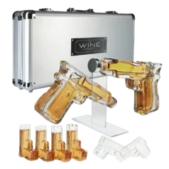 (UAE ONLY) Pistol Whiskey Gun Decanter & Shot Glasses Set