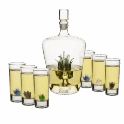 Tequila Decanter Tequila Glasses Set With Agave Decanter And 6 Agave Sipping Shot Glass, Perfect For Gifts For Tequila Lovers, 25 Ounce Bottle, 3 Ounce Tequila Party Decorations Cinco De Mayo (Agave)