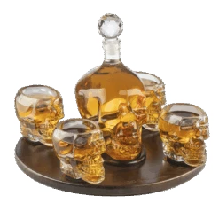 Skull Decanter Large Set With 4 Skull Shot Glasses