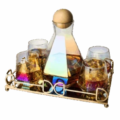 Diamond Iridescent Glass Diamond Decanter And Glasses Set, The Wine Savant Rainbow Iridescent Comes With A Diamond Decanter 4 Whiskey/Wine Diamond Glasses, 1 Tray And A Perfect Box