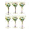 The Wine Savant Recycled Glass Wine Glasses - Mexican Wine Glasses Set Of 6, Mexican Luxury Hand Blown Wine And Water Glasses (8 Ounces Each) Cobalt Cinco De Mayo Glasses - Confetti Wine Glasses