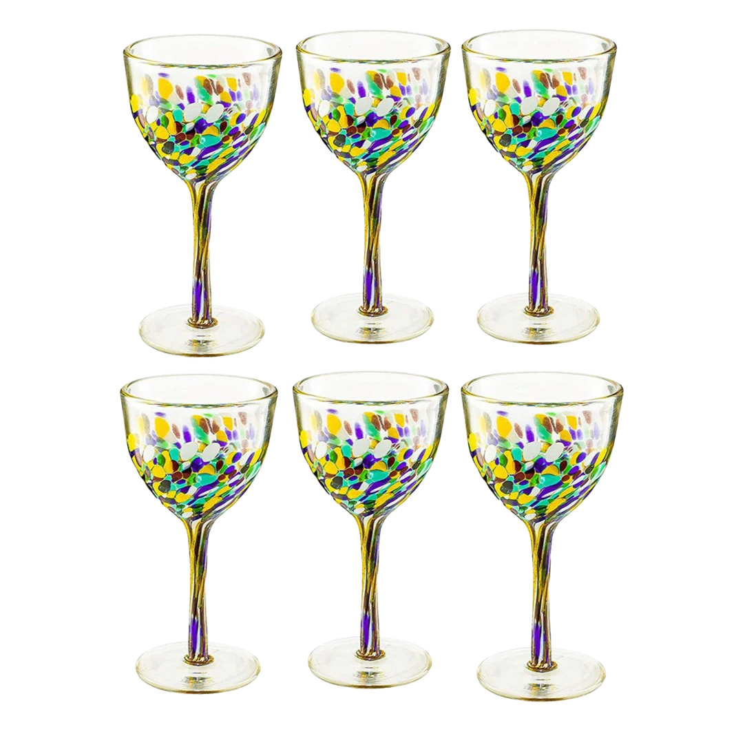 The Wine Savant Recycled Glass Wine Glasses - Mexican Wine Glasses Set Of 6, Mexican Luxury Hand Blown Wine And Water Glasses (8 Ounces Each) Cobalt Cinco De Mayo Glasses - Confetti Wine Glasses 1 The Wine Savant Recycled Glass Wine Glasses - Mexican Wine Glasses Set Of 6, Mexican Luxury Hand Blown Wine And Water Glasses (8 Ounces Each) Cobalt Cinco De Mayo Glasses - Confetti Wine Glasses