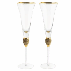 The Wine Savant Diamond Champagne Flutes Set Of 2 Glasses, Dimond Rhinestone Studded Long Stem, 7oz, Premium Designed Champagne Glasses For Spirits And Wine, Gift Boxed