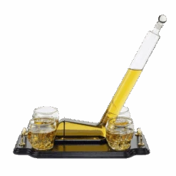 (CANADA ONLY) Ice Hockey Whiskey Decanter Set With 4 Helmet Whiskey Glasses