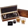 Whiskey Stones Gift Set For Men, By The Wine Savant, 6 Stainless Steel Whiskey Stones, 2 Twisted Glasses, Freezer Pouch & Special Tongs In Pinewood Box