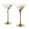 The Wine Savant Gold Cocktail, Martini & Champagne Glasses Rhinestone DIAMOND Studded, Cosmopolitan Elegant Crystal Glassware, Set Of 2-10oz, 10" Tall Stem Sparkling Margaretta, Wedding, Or Everyday