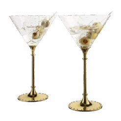 The Wine Savant Gold Cocktail, Martini & Champagne Glasses Rhinestone DIAMOND Studded, Cosmopolitan Elegant Crystal Glassware, Set Of 2-10oz, 10" Tall Stem Sparkling Margaretta, Wedding, Or Everyday