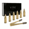 Bullet Whiskey Chillers Stones - 1.75in Whiskey Rocks By The Wine Savant Set Of 6 - Stainless Steel Bullet Shaped Ice Cubes, Gift Box Come, Tongs And Storage Bag, Whiskey Or Scotch Rocks (Gold)