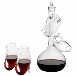 Crystal Port And Dessert Wine Sippers & Decanter, Dry Sherry, Cordial, Aperitif & Nosing Copitas Tasting - Dinner Drink Glassware Glasses | Set Of 4 With Carafe - 3 Oz Sipper | - The Wine Savant