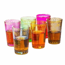 The Wine Savant Moroccan Glasses Artisan Hand-Made Multipurpose 170 Ml 6 Oz Tea And Wine Morrocan Tumbler Marrakech & Casablanca Tea Cups Set Of 6 (6 Colors)
