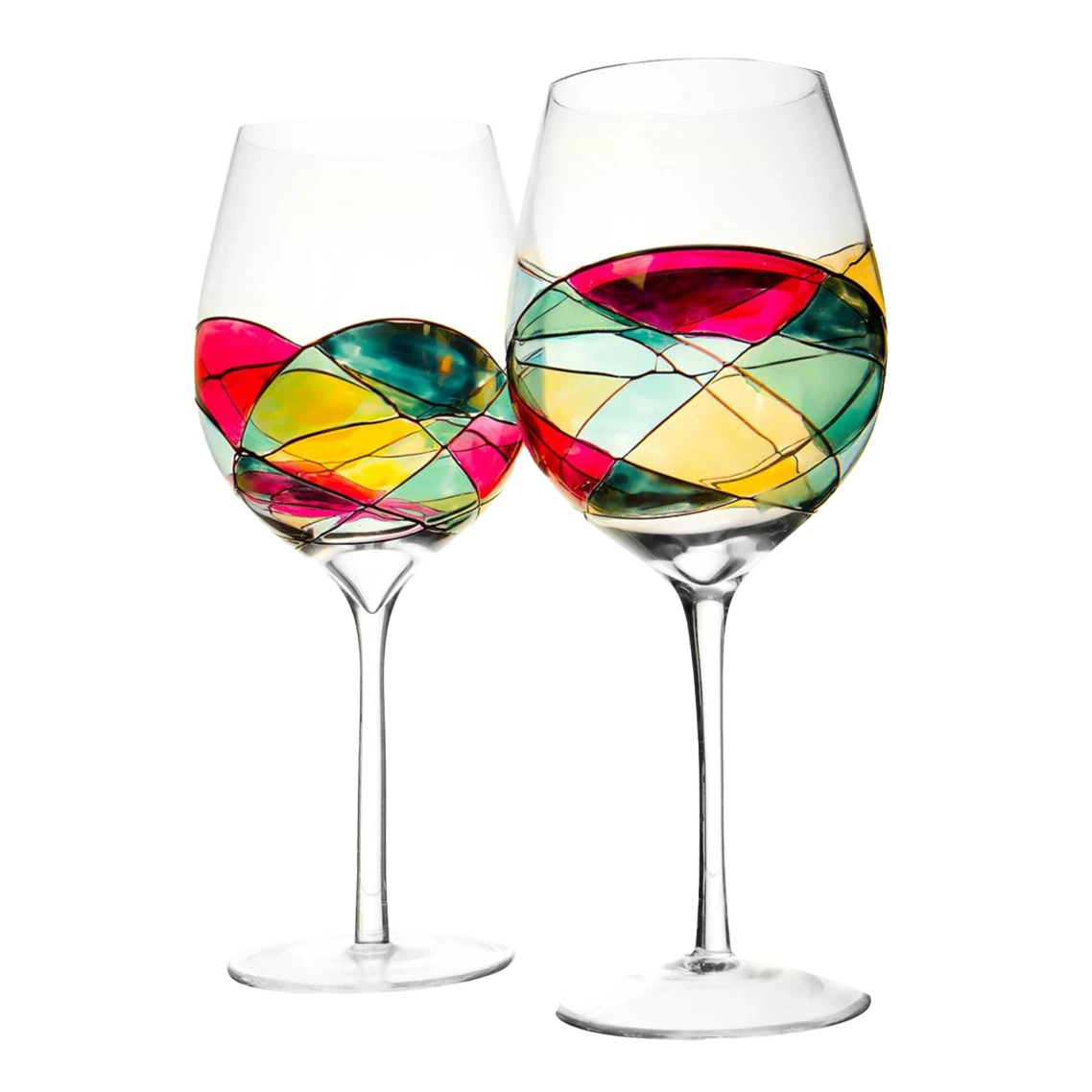 The Wine Savant Artisanal Hand Painted Renaissance Romantic Stain-glassed Windows Wine Glasses Set Of 2 - Gift Idea For Her, Him, Birthday, Housewarming - Extra Large Goblets 29OZ (Stemmed) 1 The Wine Savant Artisanal Hand Painted Renaissance Romantic Stain-glassed Windows Wine Glasses Set Of 2 - Gift Idea For Her, Him, Birthday, Housewarming - Extra Large Goblets 29OZ (Stemmed)