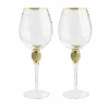 The Wine Savant Large Diamond Wine Glasses, Gold Rim Rhinestone Diamond Glasses - Wedding Glasses - 15 Ounce, Premium Designed Wine Glasses For Spirits And Wine, Gift Boxed (2, Clear)