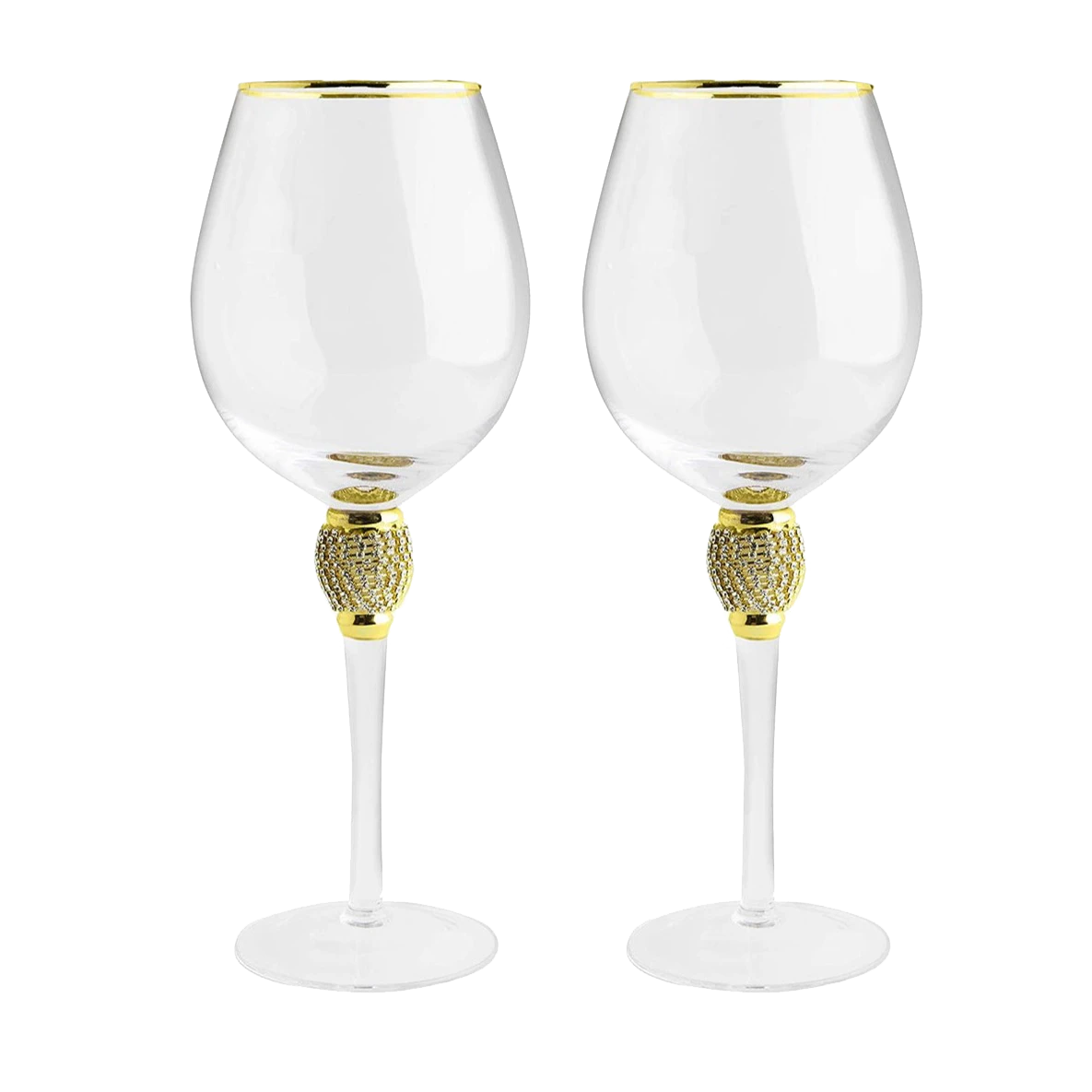 The Wine Savant Large Diamond Wine Glasses, Gold Rim Rhinestone Diamond Glasses - Wedding Glasses - 15 Ounce, Premium Designed Wine Glasses For Spirits And Wine, Gift Boxed (2, Clear) 1 The Wine Savant Large Diamond Wine Glasses, Gold Rim Rhinestone Diamond Glasses - Wedding Glasses - 15 Ounce, Premium Designed Wine Glasses For Spirits And Wine, Gift Boxed (2, Clear)